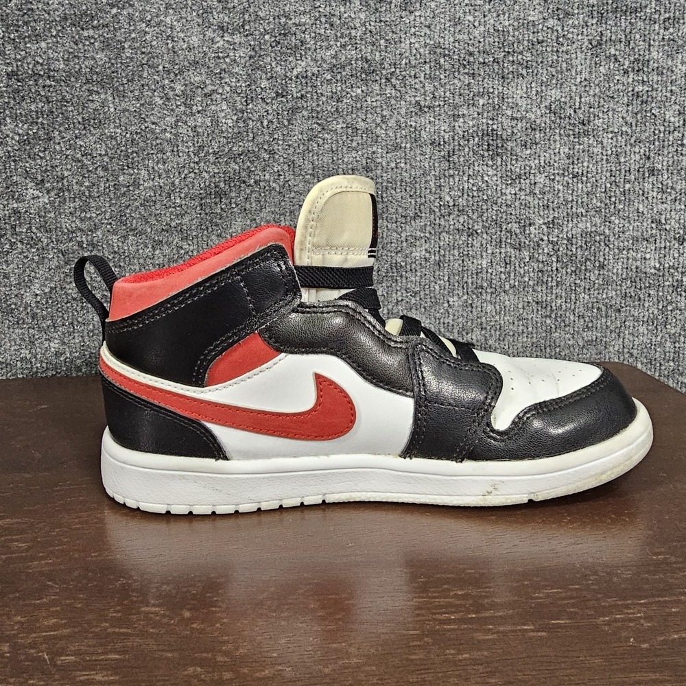 Nike Air Jordan 1 Mid AR6351-122 Red Black White Leather Sneaker Toddler Size 2Y - Picture 3 of 11